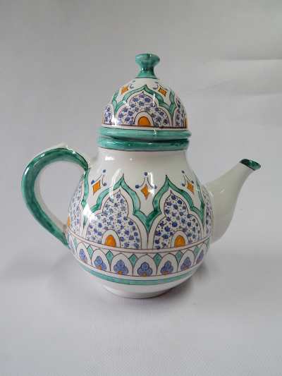 andalusian green and white ceramic teapot