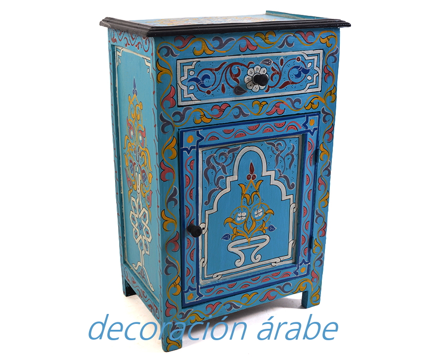 Moroccan handcrafted wooden nightstand painted wood