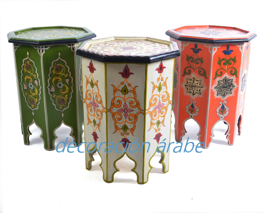 Moroccan tables in painted wood, different colors