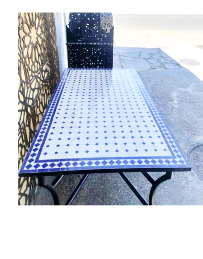 Moroccan mosaic table and wrought iron feet